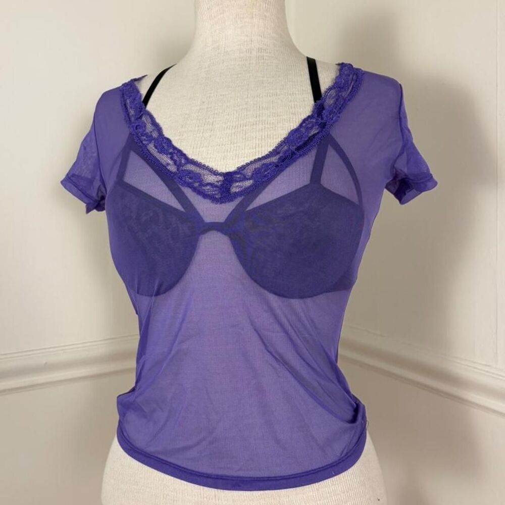 y2k inspired Victoria’s Secret Sheer Purple Mesh Baby Tee
